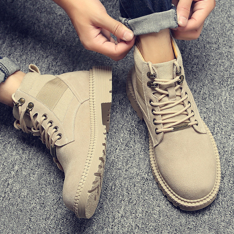 马丁靴男春秋款高帮英伦风工装鞋中帮皮鞋靴子鞋子潮鞋真皮军皮靴