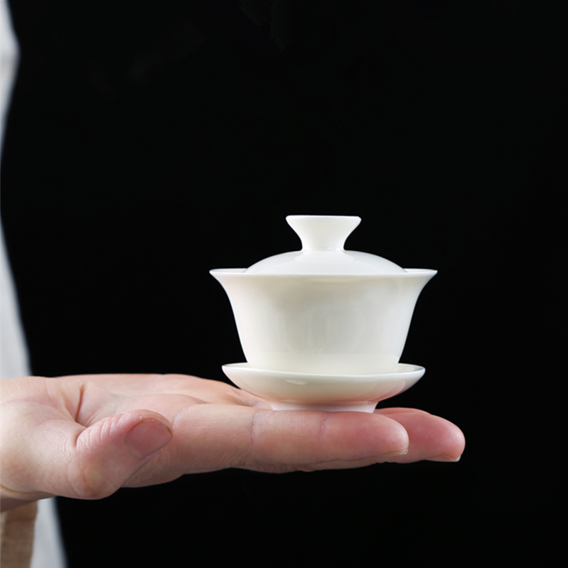 热卖功夫盖碗茶茶具杯号纯白色泡茶碗陶瓷功具三才碗八宝茶工夫茶-Taobao