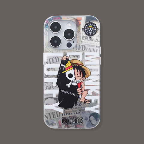 One Piece Luffy Wanted Poster Black White Red iPhone Case