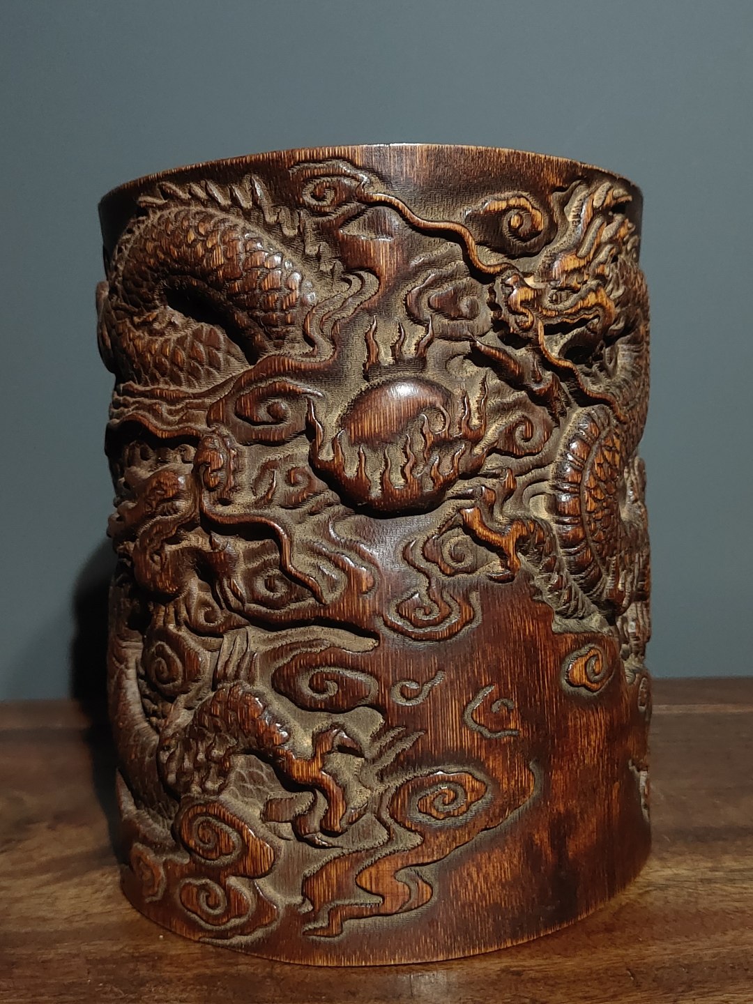 木雕木胎漆器剔红雕漆描彩漆器山水人物圆盒重207克文房把玩评价- 淘宝网
