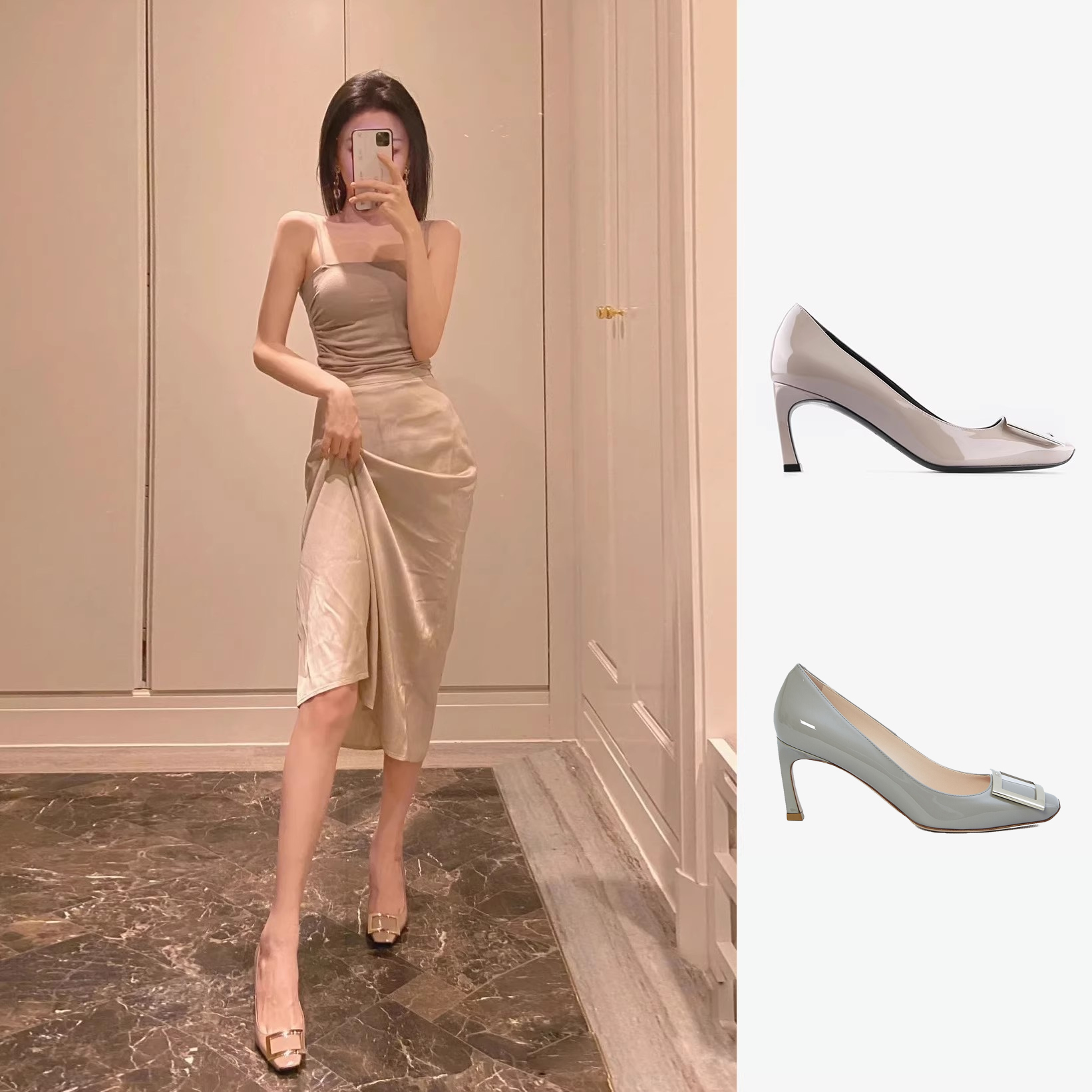 Manolo Blahnik 银灰色灰钻平底鞋偏大半码9XX-0348-0054-021-Taobao