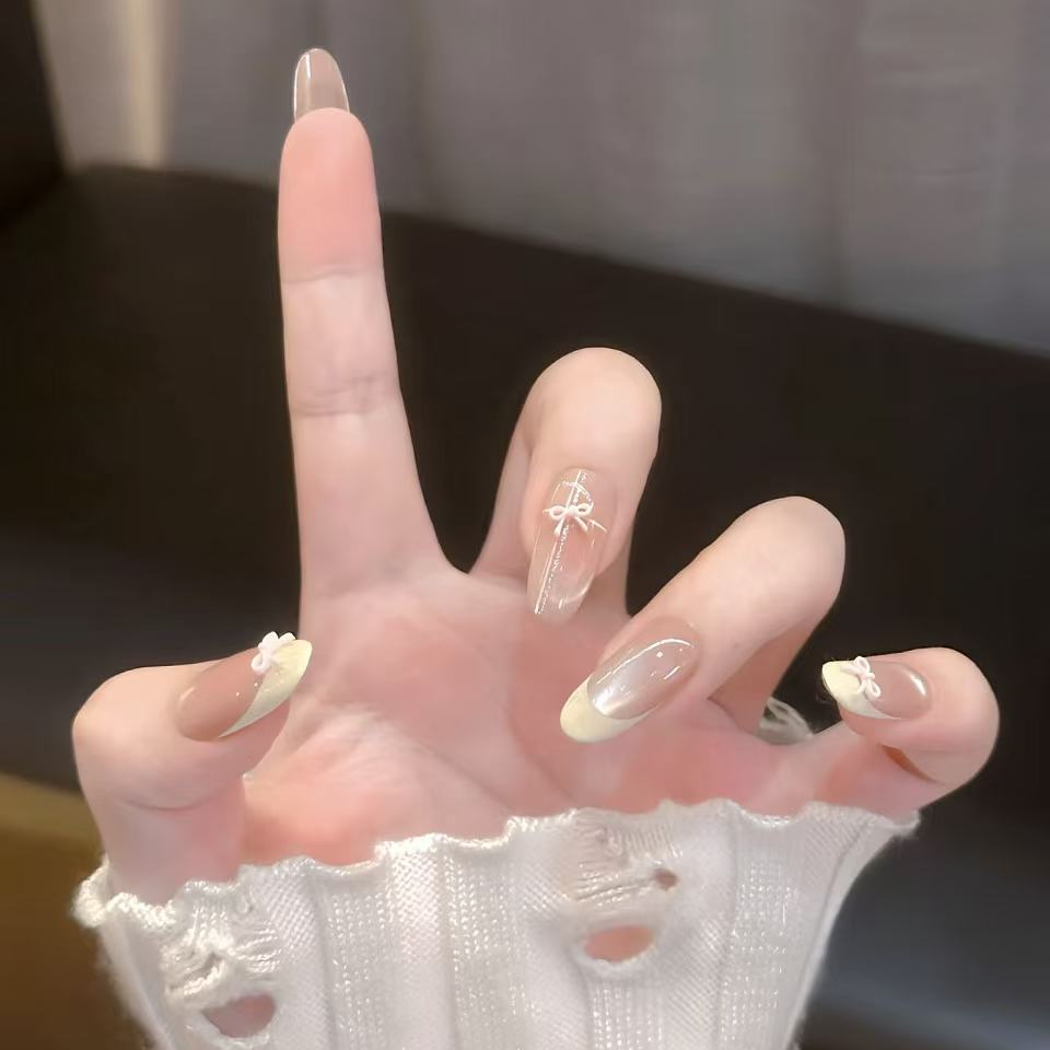 穿戴甲美甲套装Z温柔粉嫩甲片短款成品穿戴式指甲贴穿戴甲片显白
