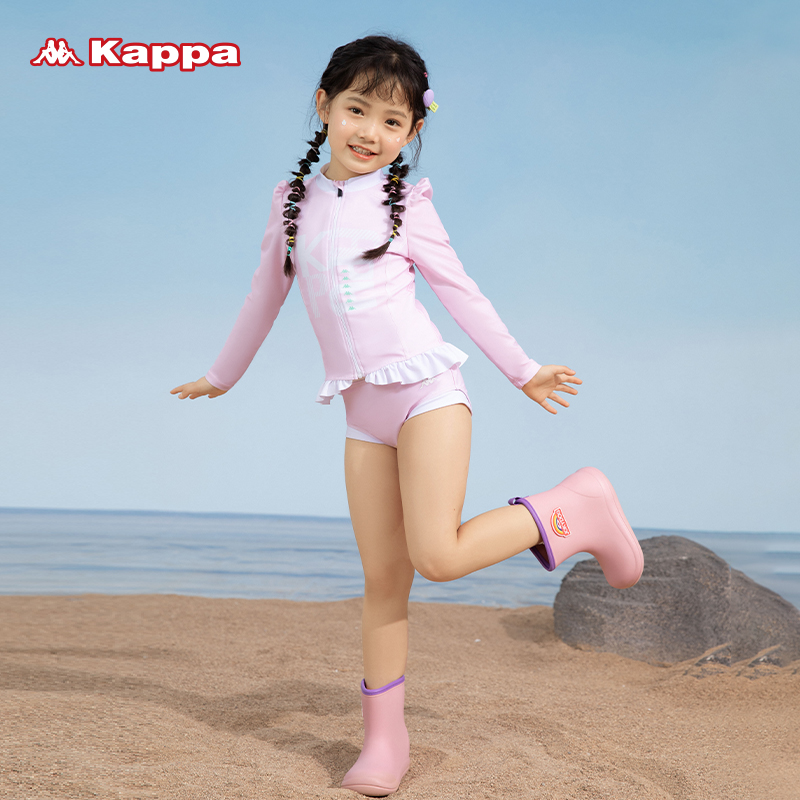 Kappa 卡帕 2023年夏新款 女童印花长袖防晒分体泳衣 KP235095-2