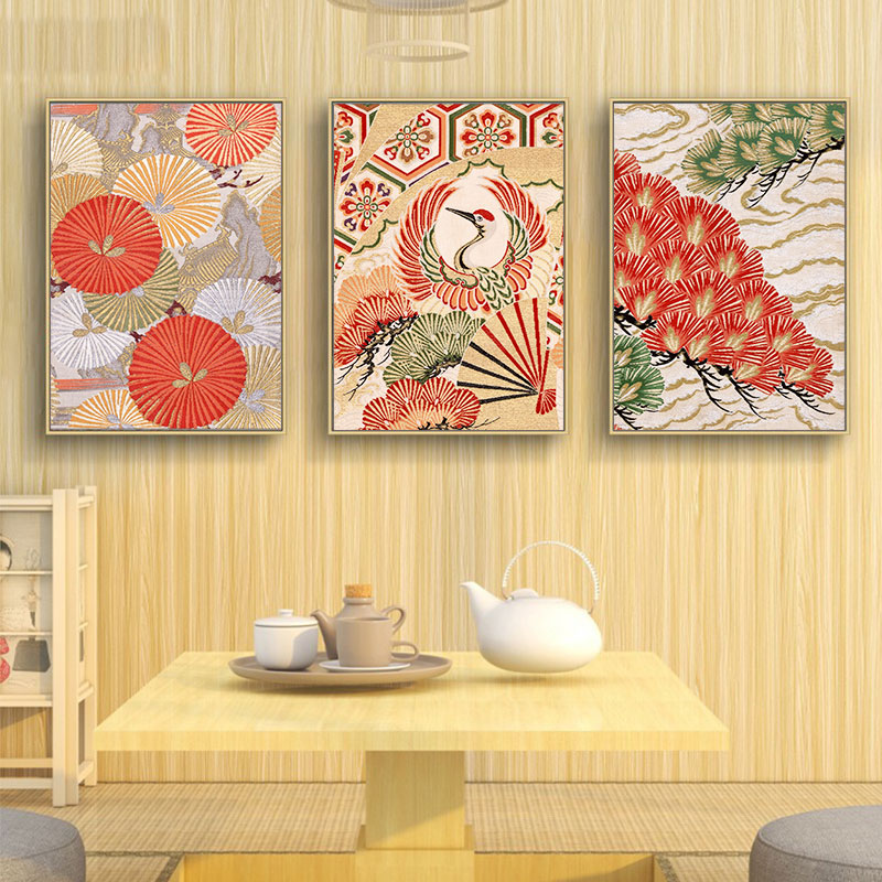 日式装饰画玄关原木风壁画浮世绘风景挂画和风居酒屋卧室日系壁画-Taobao