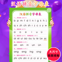 拼音字母墙贴小学汉语拼读训练无声挂图幼儿园声母韵母常用音节表