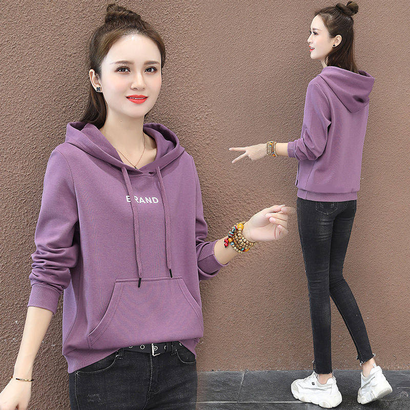 悟江南韩版休闲宽松大码长袖卫衣春秋季新款时尚连帽套头百搭上衣