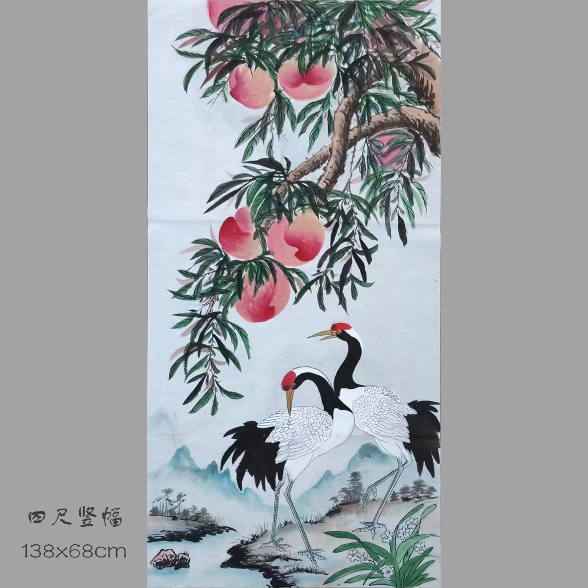 手绘荷花鲤鱼连年有余三尺竖幅国画水墨书画新中式玄关挂画装饰画-淘宝网