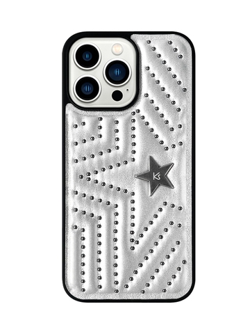 Silver — KASO Rivet Star New High End Premium – High Quality 15, 14, 13, 12 iPhone Case