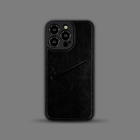 Black — Nike New Leather Stitch 15, 14, 13, 12 iPhone Case