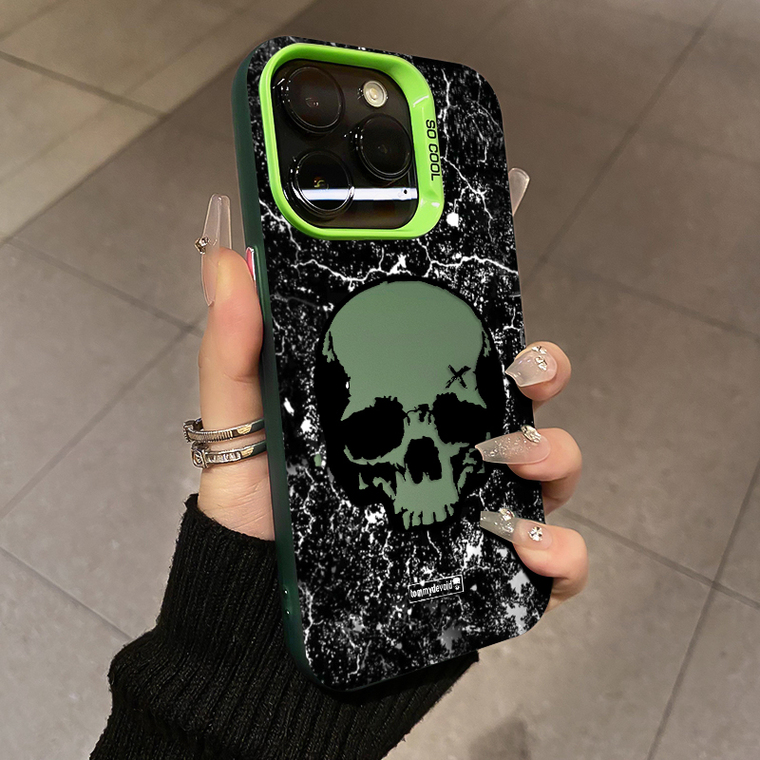 Punk Goth Skull Illustration Silicone TPU 15, 14, 13, 12 iPhone Case