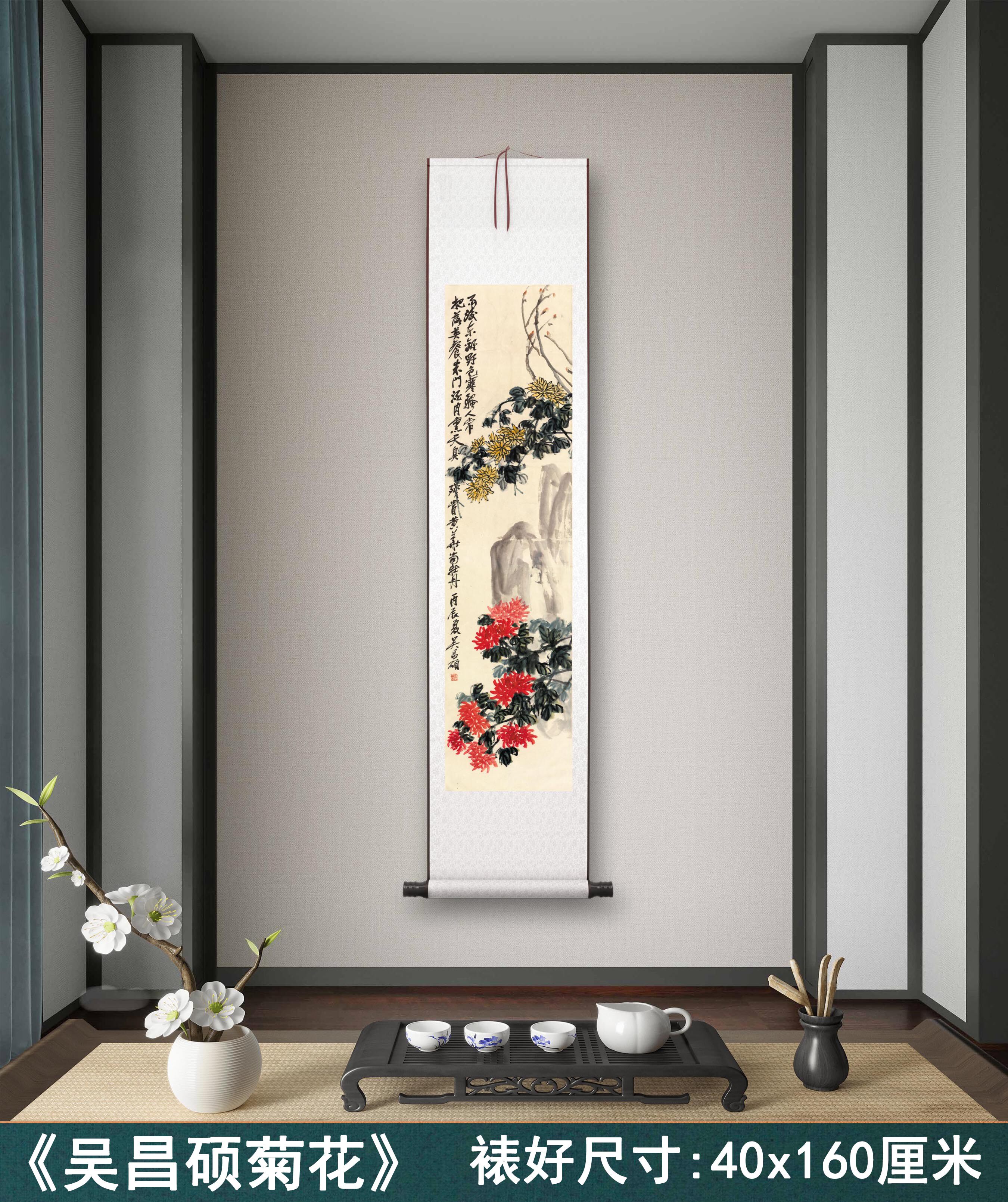 齐白石《六虾图》客厅书房茶室装饰画挂画玄关水墨高清卷轴字画-淘宝网