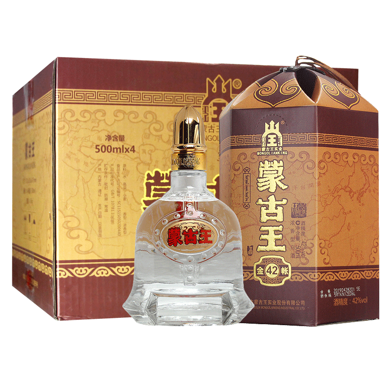 蒙古王52度金骏礼盒500ml*2瓶浓香型白酒赠酒杯草原特产评价- 淘宝网