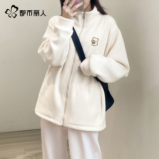 都市丽人摇粒绒外套女2025新款冬季大码胖mm抓绒卫衣冲锋衣内胆A