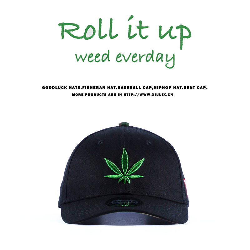 xiunix原创weed420叶子飞行员弯檐帽棒球帽复古出游遮阳帽老爹帽