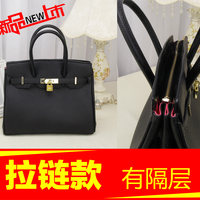 2016夏季新款休闲女包荔纹百搭手提包女士包包单肩斜挎拉链铂金包