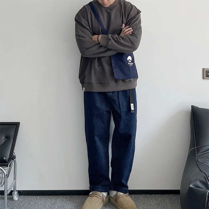 BEAMS SSZ 20AW 3P CHINO 九分裤直筒宽松褶皱卷边休闲长裤-Taobao