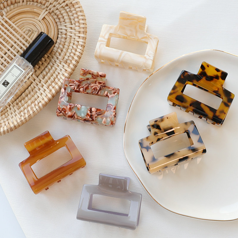 法式复古醋酸中号豹纹抓夹发夹简约发卡马尾夹 韩国ins气质慵懒风