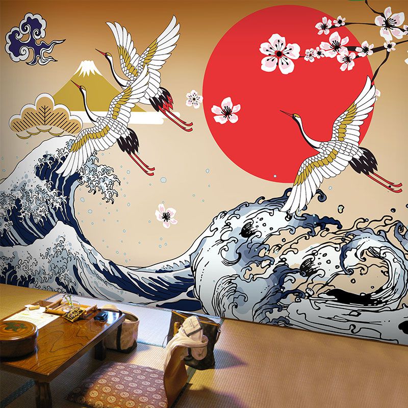 日式日本畫壁紙和風藝伎仕女壁紙酒店日式飯廳料理浮世繪壁畫背景