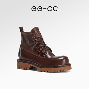 【双11直播专享】GGCC厚底马丁靴女25年秋冬复古棕色短筒靴子