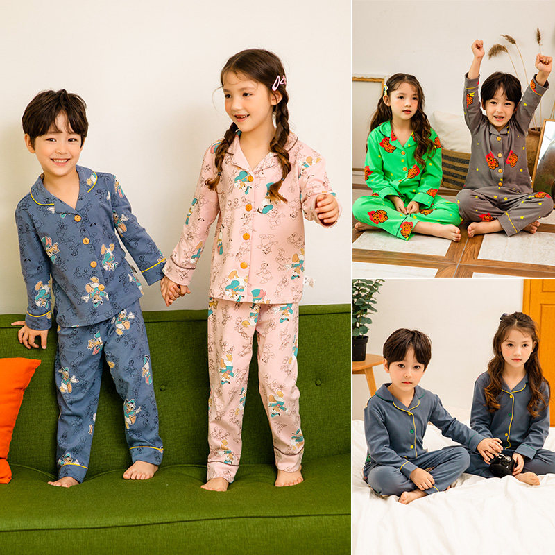 儿童睡衣女春秋纯棉套装长袖薄款亲子睡衣男女童小男孩秋季家居服
