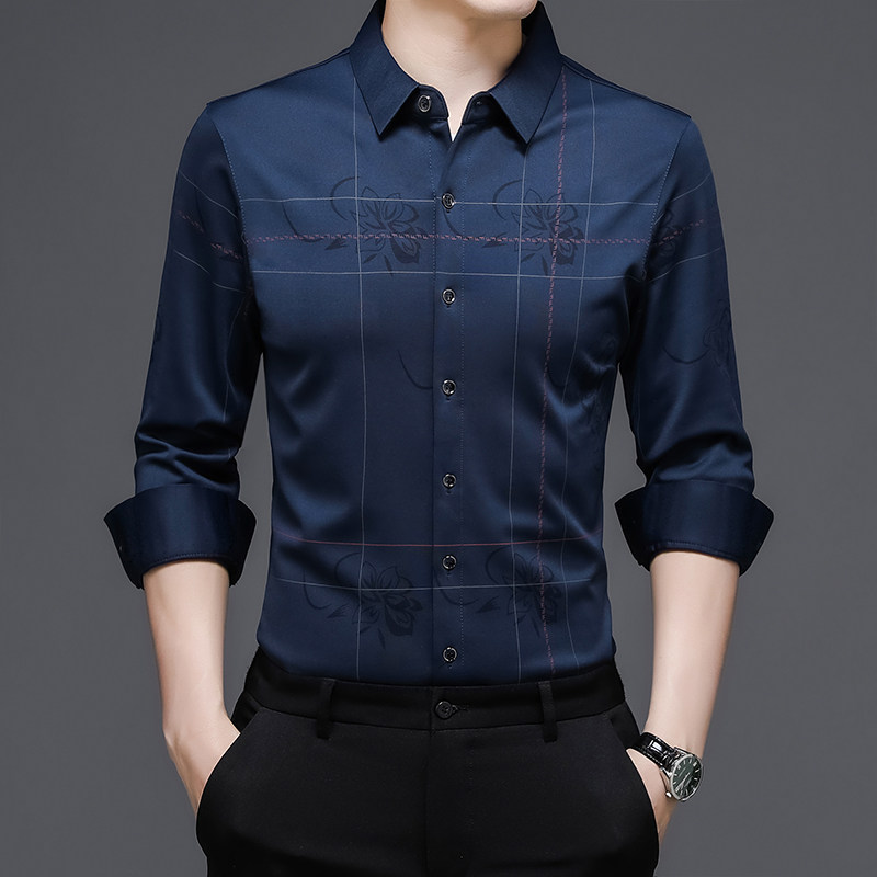 拓敦正品秋季新品商务长袖衣服时尚衬衫男中青年韩版休闲免烫衬衣