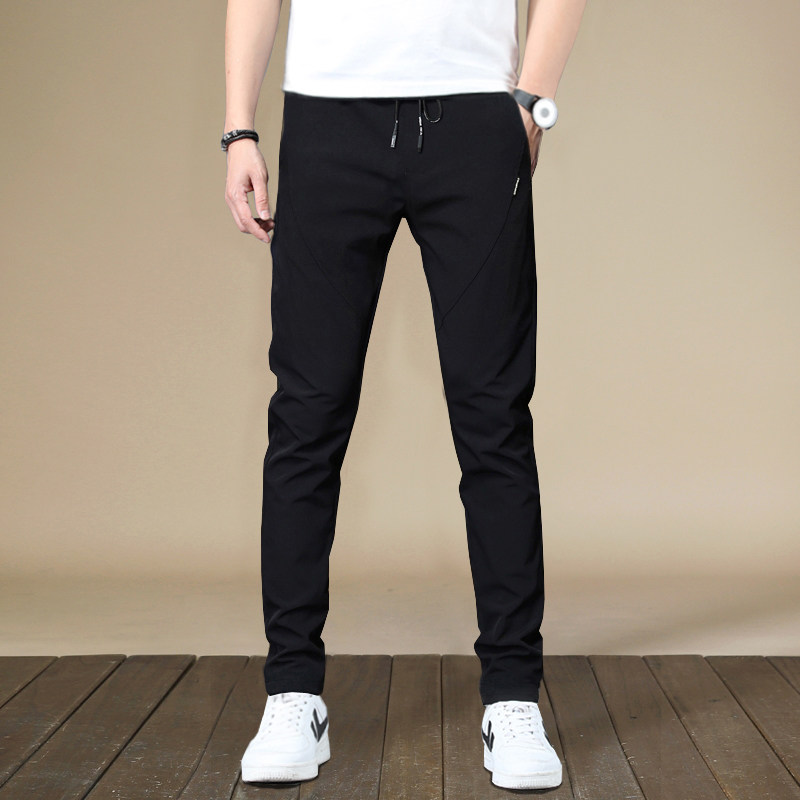秋冬男士韩版修身小脚弹力休闲裤青年学生速干运动裤直筒长裤子男