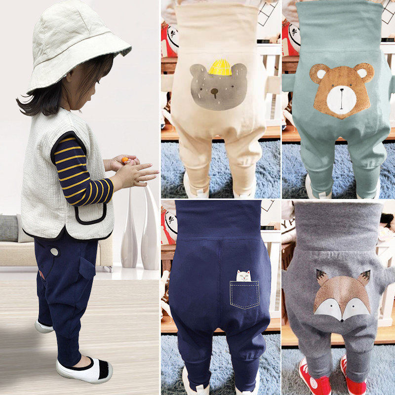 护肚婴儿裤子春秋装宝宝大PP哈伦裤冬款加绒儿童高腰棉裤男童女童