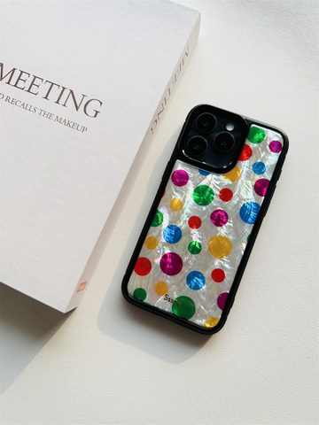 Ssself Polkadots Pearl Painted Art Illustration For Girls 15, 14, 13, 12 iPhone Case