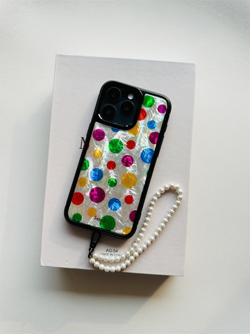 Ssself Polkadots Pearl Painted Art Illustration For Girls 15, 14, 13, 12 iPhone Case