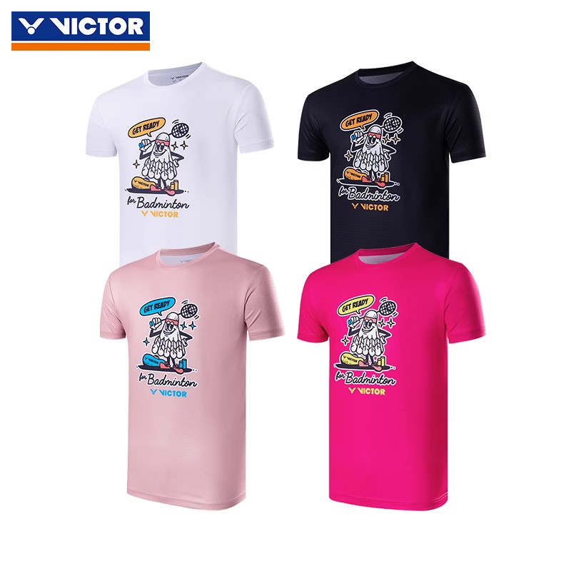 2023夏新品victor胜利羽毛球服男款女速干运动服跑步健身衣服T恤-Taobao