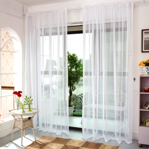 提花落地白纱成品窗帘