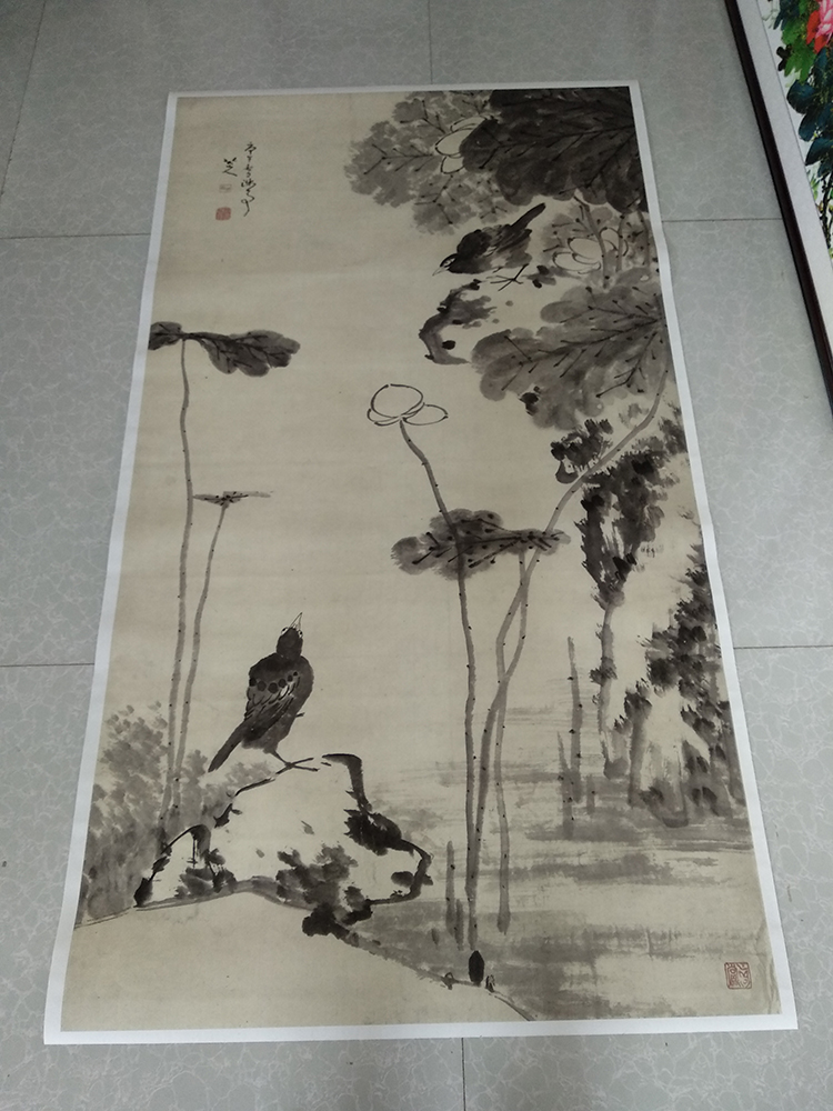 清朱耷鸭八大山人国画三尺立轴花鸟水墨写意画真迹复制画临摹画稿-Taobao