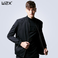 w2x经典刺绣图案长袖夹克 2017春季新款青年男士潮流韩版上衣外套