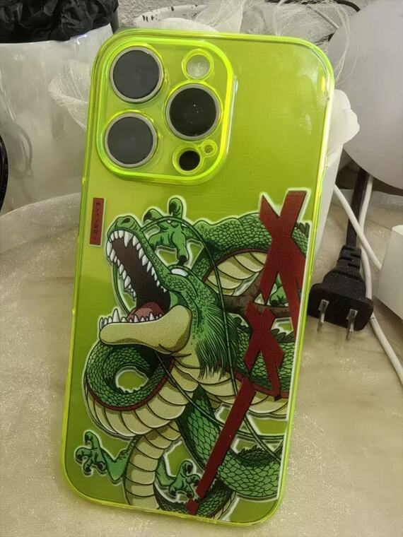 Fluorescence 17 Pro Max Wish-Granting Dragon : 3D Illustration, Clear Bumper Pro/Plus/Max/Air – 17, 16, 15, 14, 13 iPhone