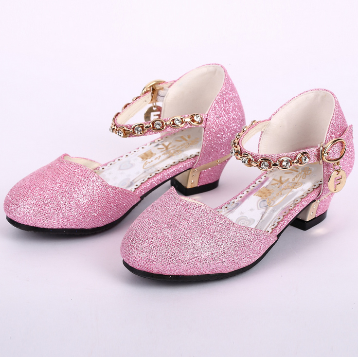 Girls shiny Crystal high heel dance shoes 5 6 7 8 9 10 years old ...