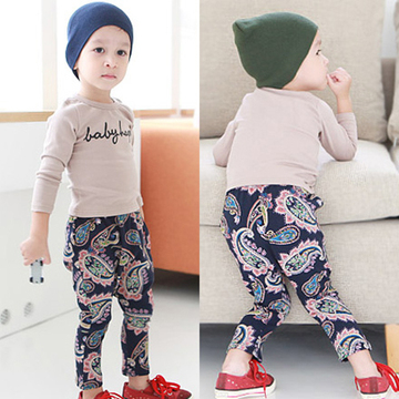 2015 spring Korean version boys new printing children\'s clothing baby kids long sleeve t-shirt and long pants suit TZ-0893