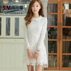 蕾丝欧根纱打底连衣裙