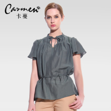 卡蔓夏季松紧腰带麻纱衬衣cr1est127             carmen服饰旗舰店