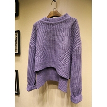 韩版2015秋冬新款女装上衣针织毛衣 纯色宽松显瘦长袖保暖针织衫