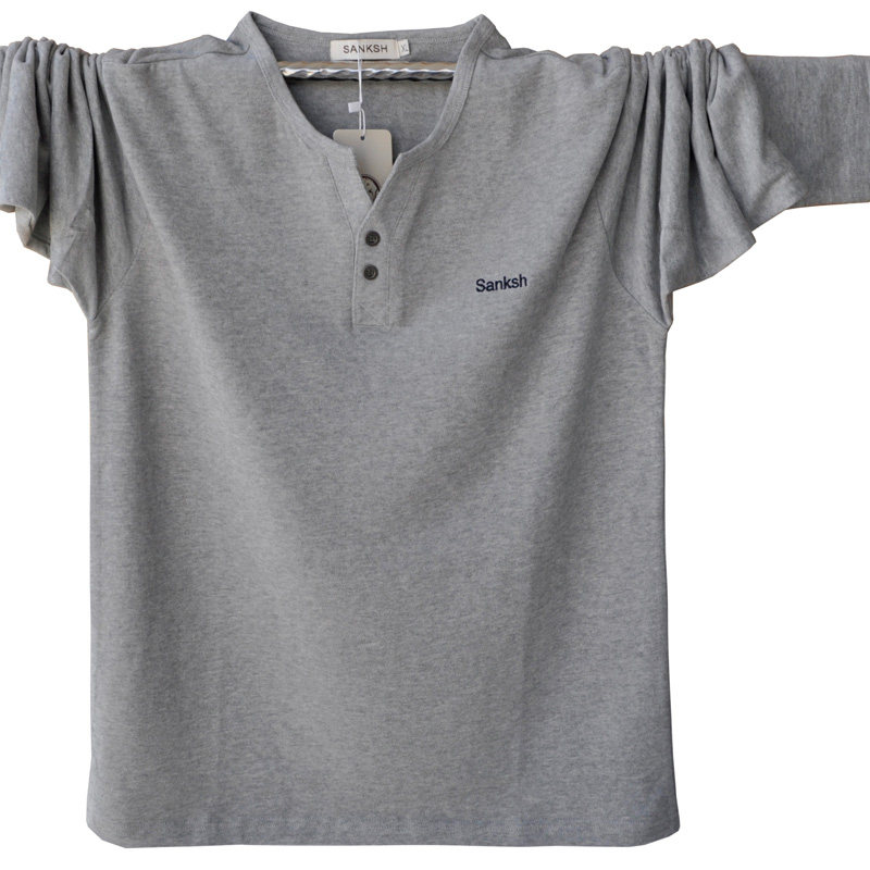 加肥加大码男士长袖t恤潮V领肥佬春秋季秋衣体恤胖人上衣服打底衫