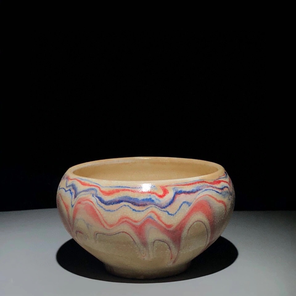 古董瓷器宋吉州窑玛瑙釉花口碗结晶小盏全手工陶瓷器旧货收藏捡漏