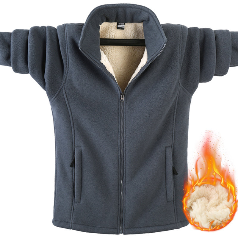 胖子冬季宽松加绒加厚夹克休闲保暖抓绒外套加肥特大卫衣肥佬男装