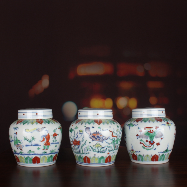 明成化青花手绘龙凤纹天字罐小茶叶罐茶仓古董仿古玩陶瓷器收藏品-Taobao