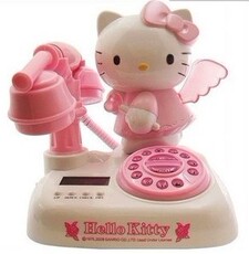 Проводной и DECT-телефон 小爸爸同款粉色 hello kitty来电显示天使仿古电话机diy