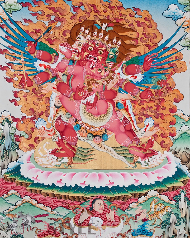 《马头明王》 我认为老画师的作品,具有时代意义的,不可复制的老唐卡