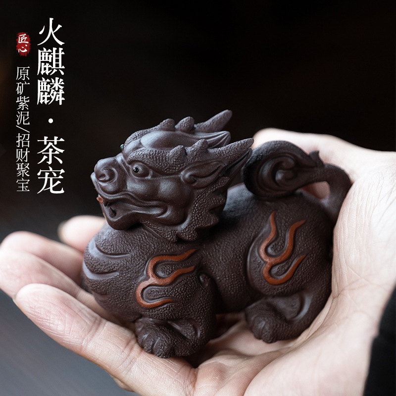 创意宜兴紫砂可爱招财猫茶宠可养手工日本吉祥物茶玩茶道小摆件-Taobao