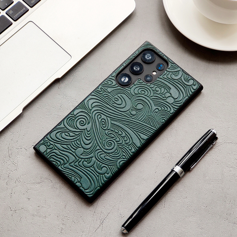 Embossed Premium WAVE Genuine Leather S24, S24 Plus, S24 Ultra, S23, S23 Plus, S23 Ultra, S22, S22 Plus, S22 Ultra, Note 20