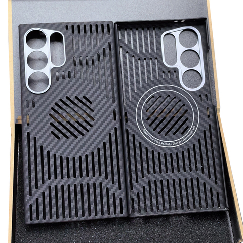 S24, S24 Plus, S24 Ultra Rimless Borderless Frame Lightweight Magnetic Hollow Heatsink Heat Dissipation Carbon Fiber Samsung