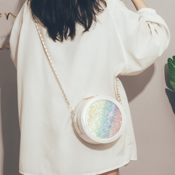 This Year's Popular Colorful Sequin Bag Women's 2020 New Net Red Cross Carrying Small Round Bag Small Fresh Student Shoulder Bag This Year's Popular Colorful Sequin Bag Women's 2020 New Net Red Cross Carrying Small Round Bag Small Fresh Student Shoulder Bag