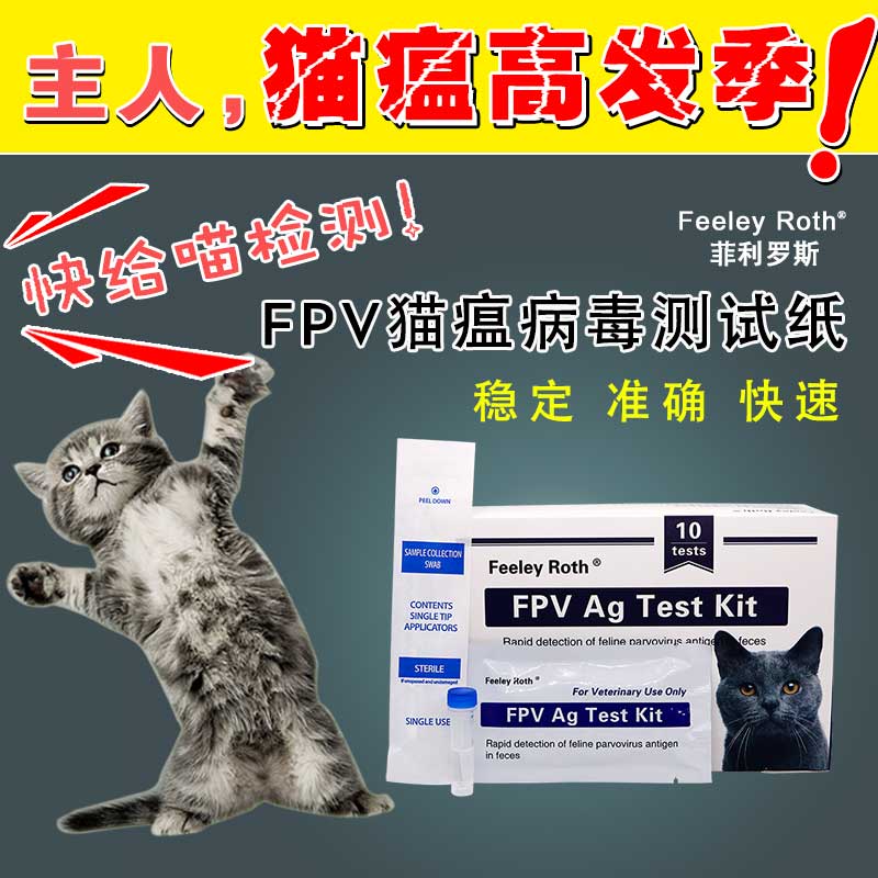 菲利罗斯 猫瘟检测试纸fpv 猫咪猫瘟传染性肠炎病毒测试板单片价